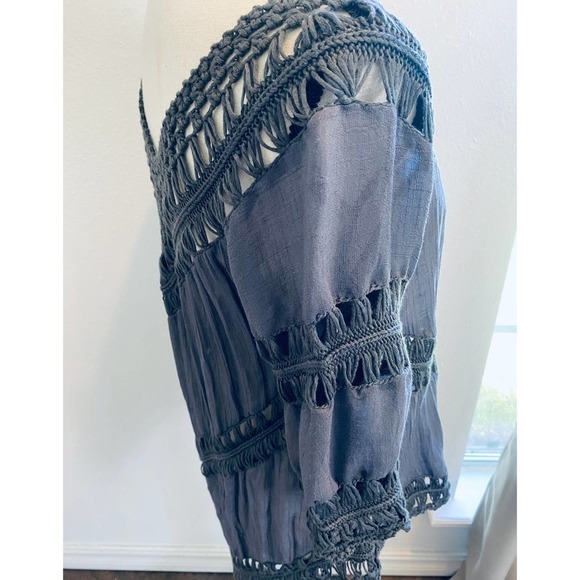 DREAMS Women's Prickly Pear Resale Party Blouse Half Sleeve Dark Gray Size S NWT - Picture 5 of 6